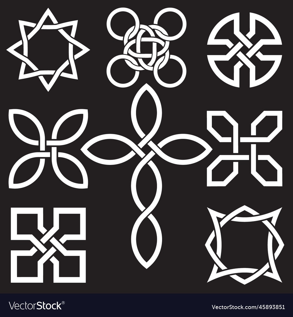 Collection of celtic knot designs in format Vector Image
