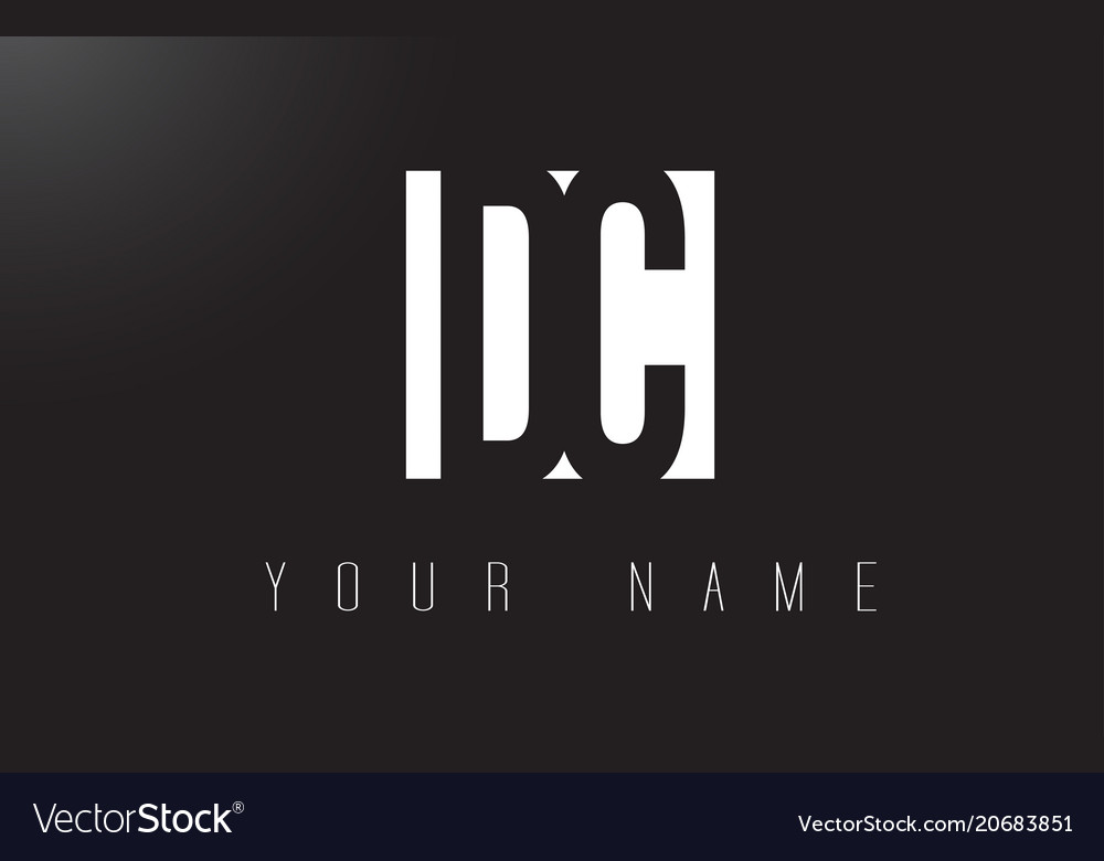 Dc letter logo with black and white negative Vector Image