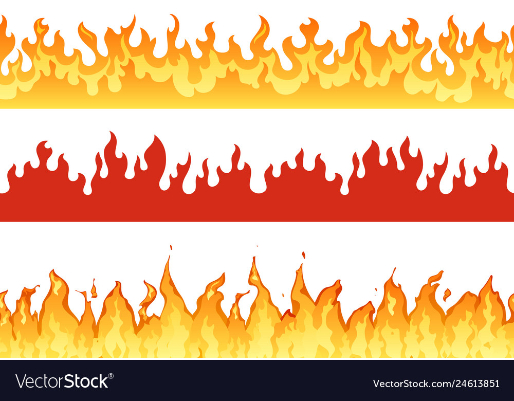 Fire banner flame border blazing silhouette or Vector Image