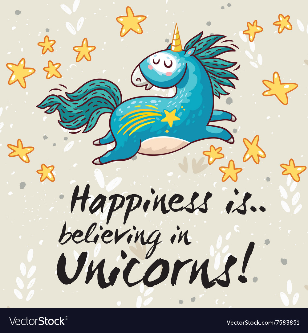 Happy card with cute unicorn cartoon