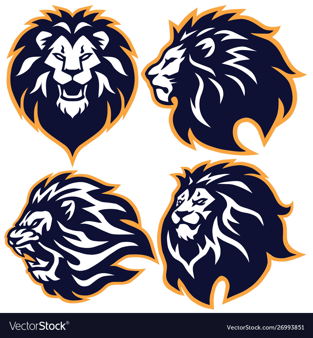 Lion logo set collection premium design Royalty Free Vector