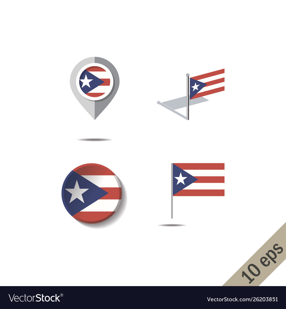 Map pins with flag puerto rico