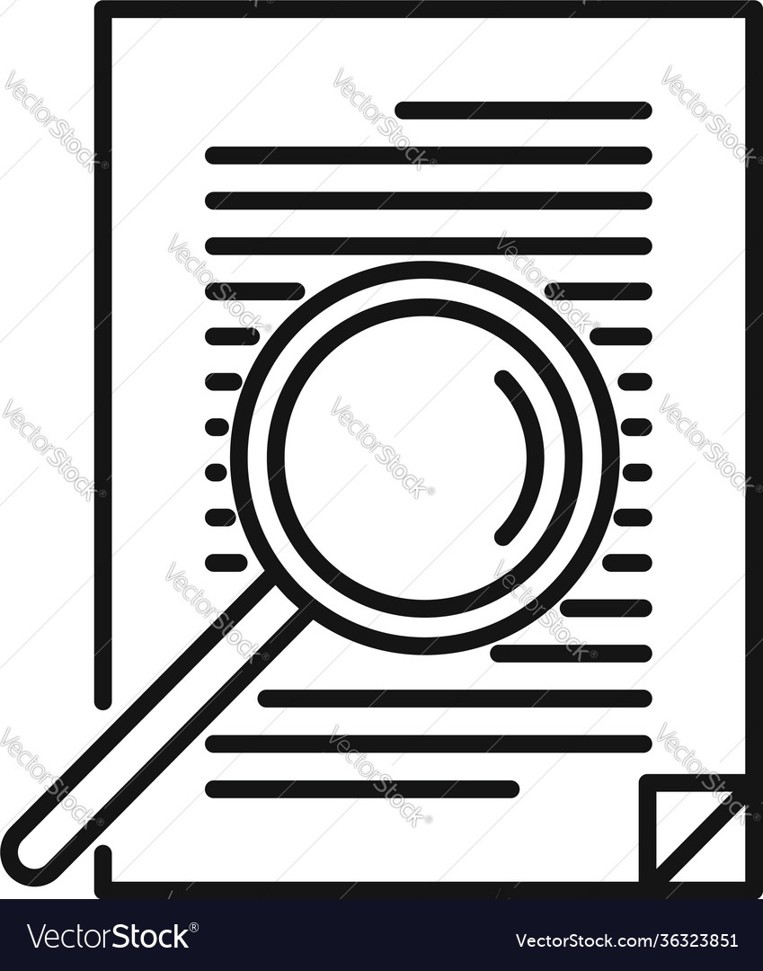 Notary magnifier paper icon outline style Vector Image