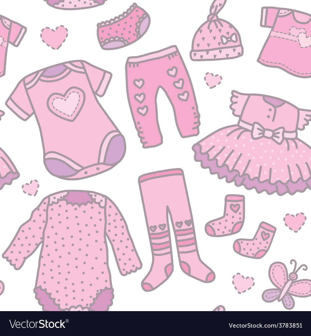 Seamless pattern bagirls clothes Royalty Free Vector Image Seamless pattern bagirls clothes Royalty Free Vector Image