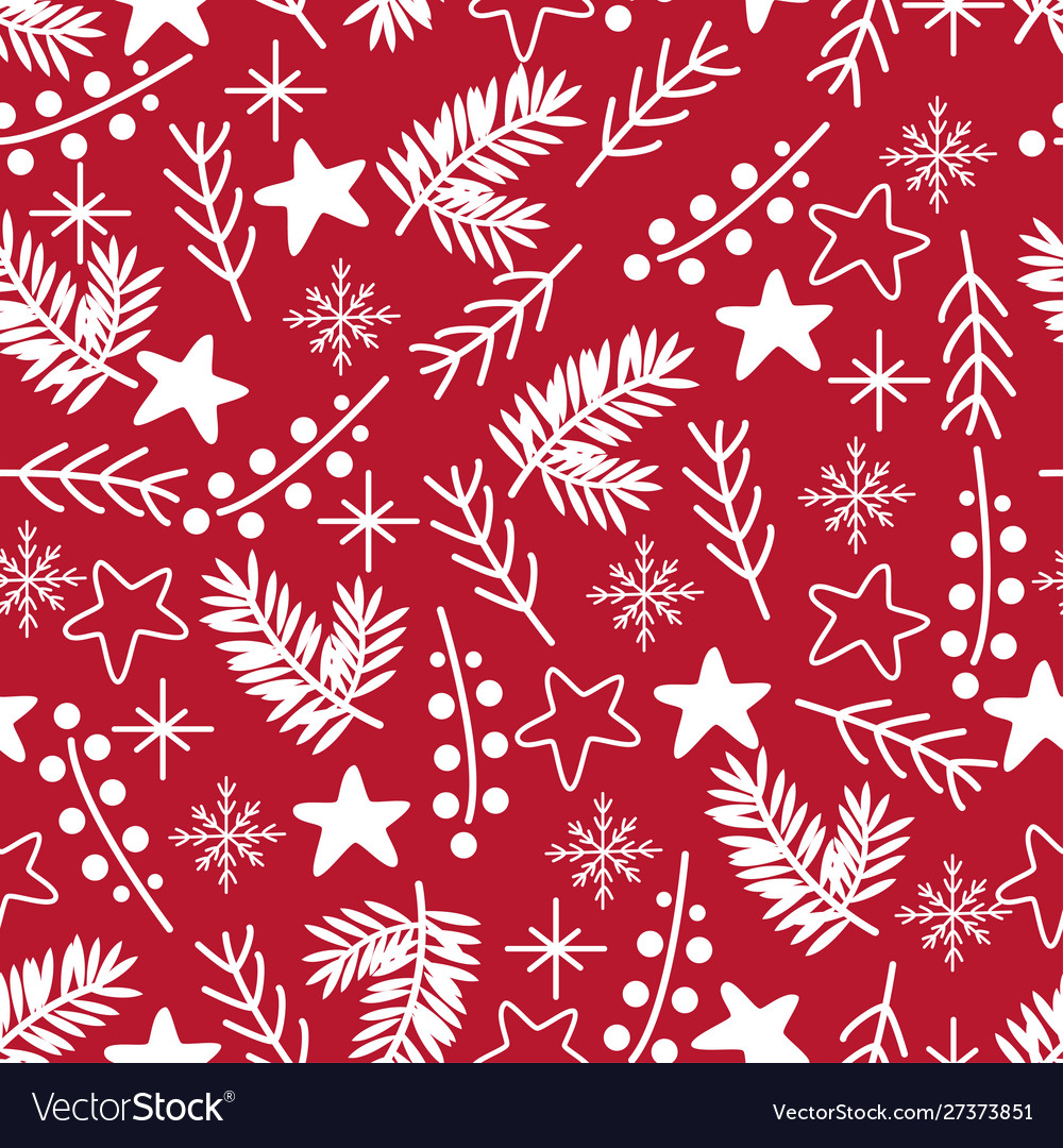 Seamless pattern with white christmas elements