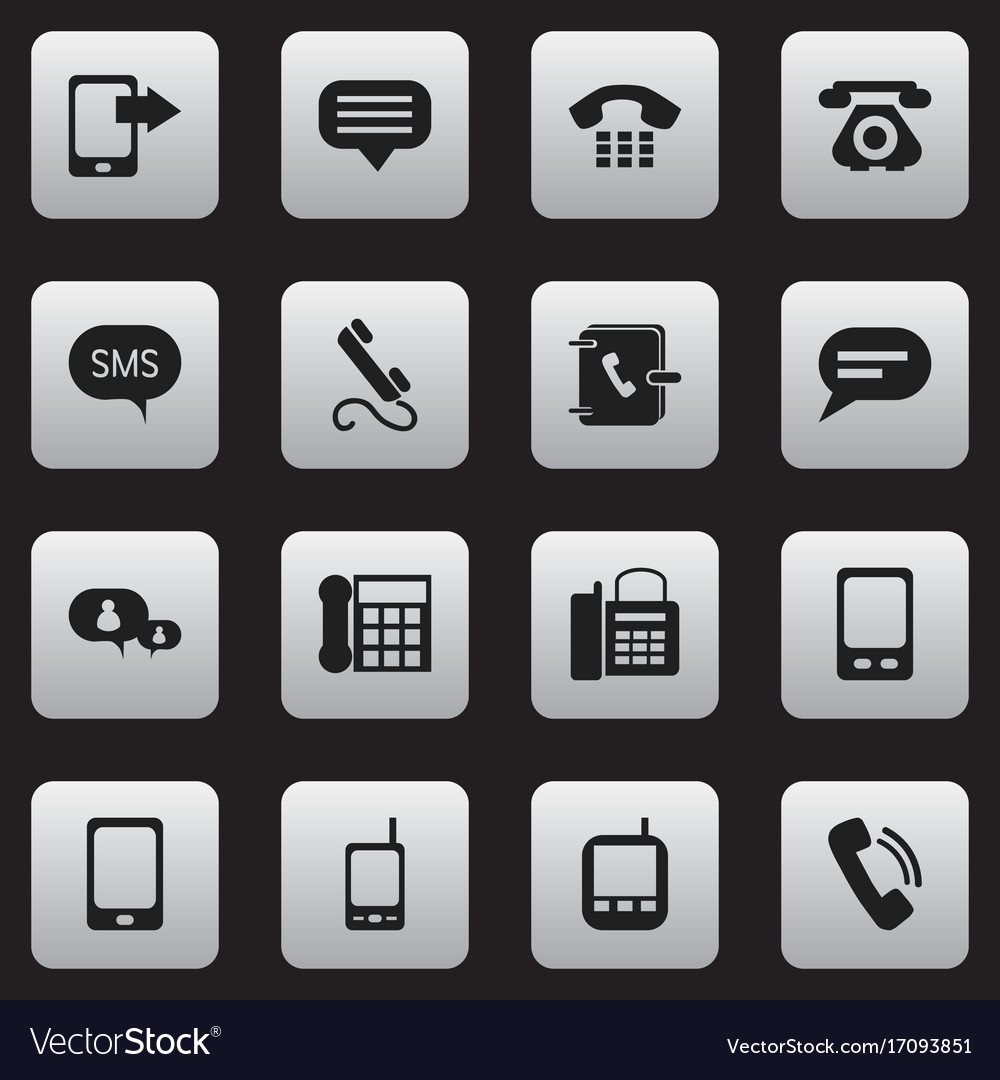 Set of 16 editable gadget icons includes symbols