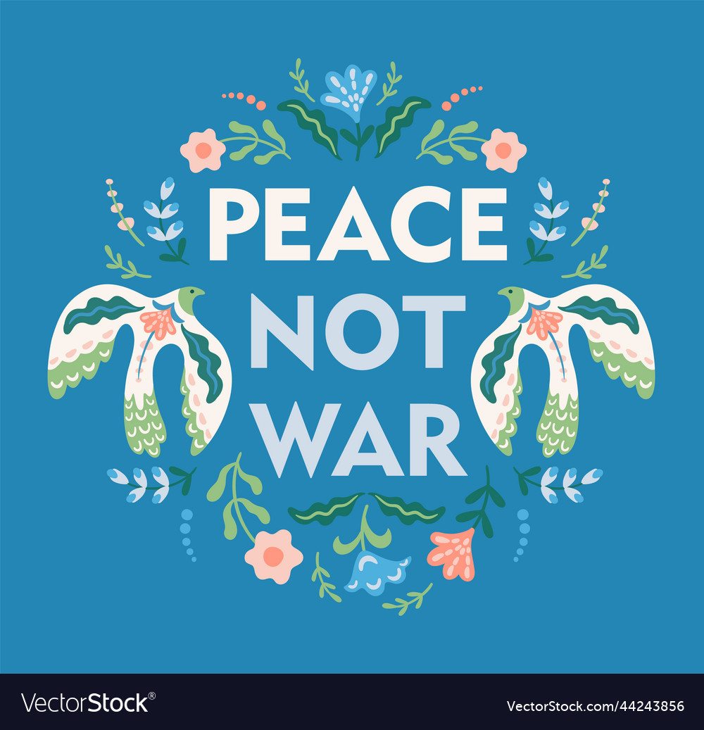 Anti war dove of peace and flowers