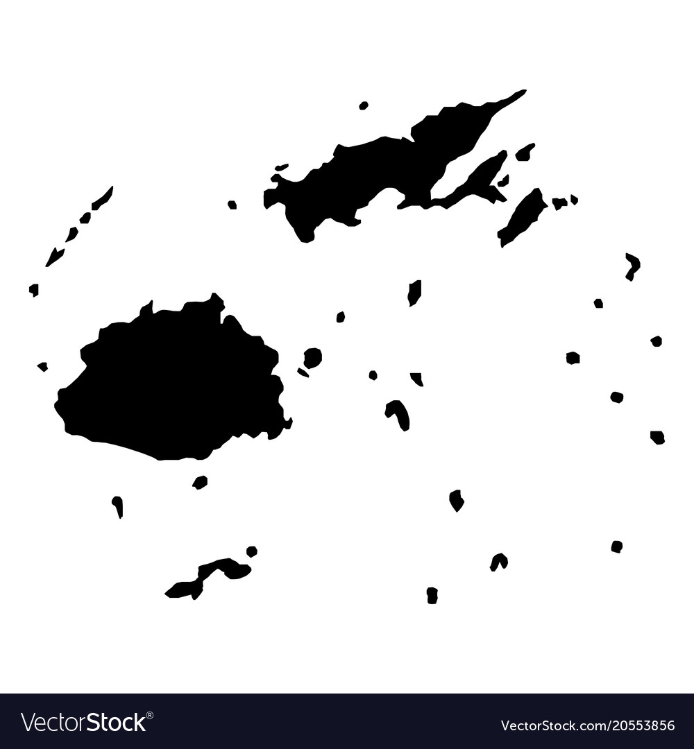 Black silhouette country borders map of fiji on Vector Image