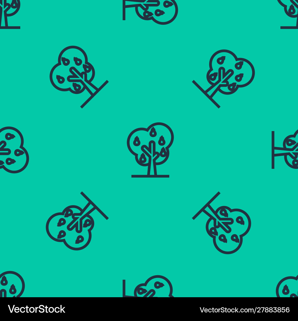 Blue line tree with pears icon isolated seamless Vector Image