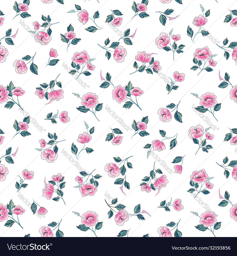 Floral seamless pattern flowers with leaves