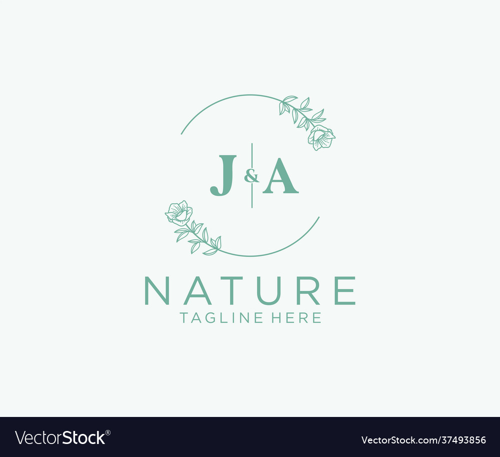 Initial ja letters botanical feminine logo