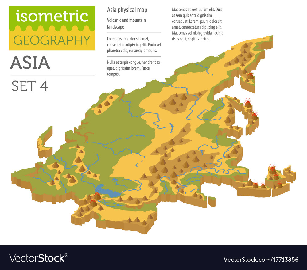 Isometric 3d asia physikalische Kartenkonstrukteur