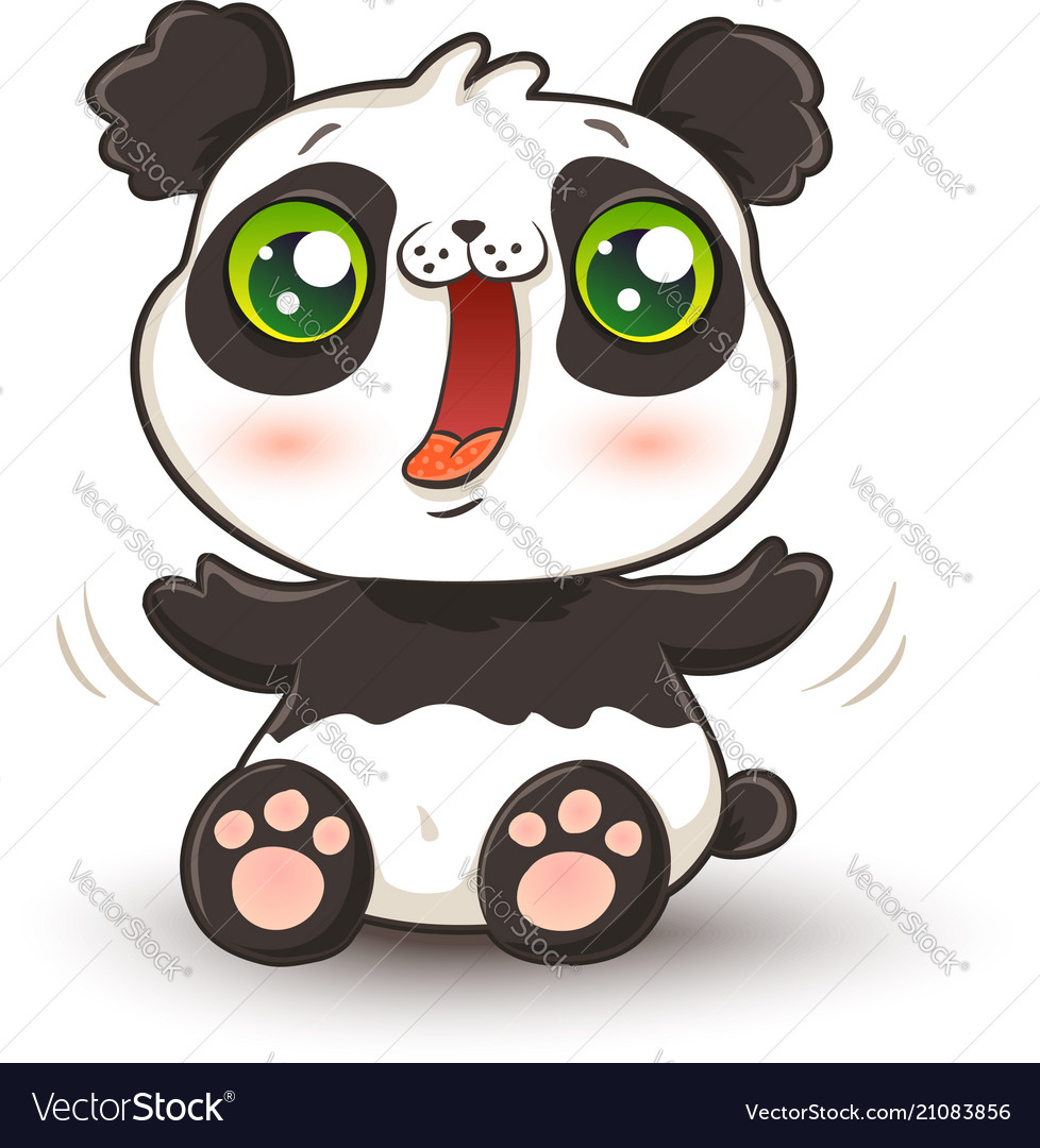 Cute panda kawaii style Royalty Free Vector Image