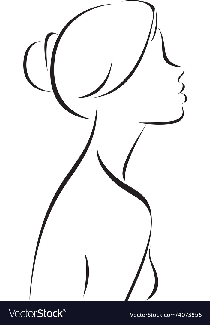 Line Drawing Women Profile Royalty Free Vector Image 