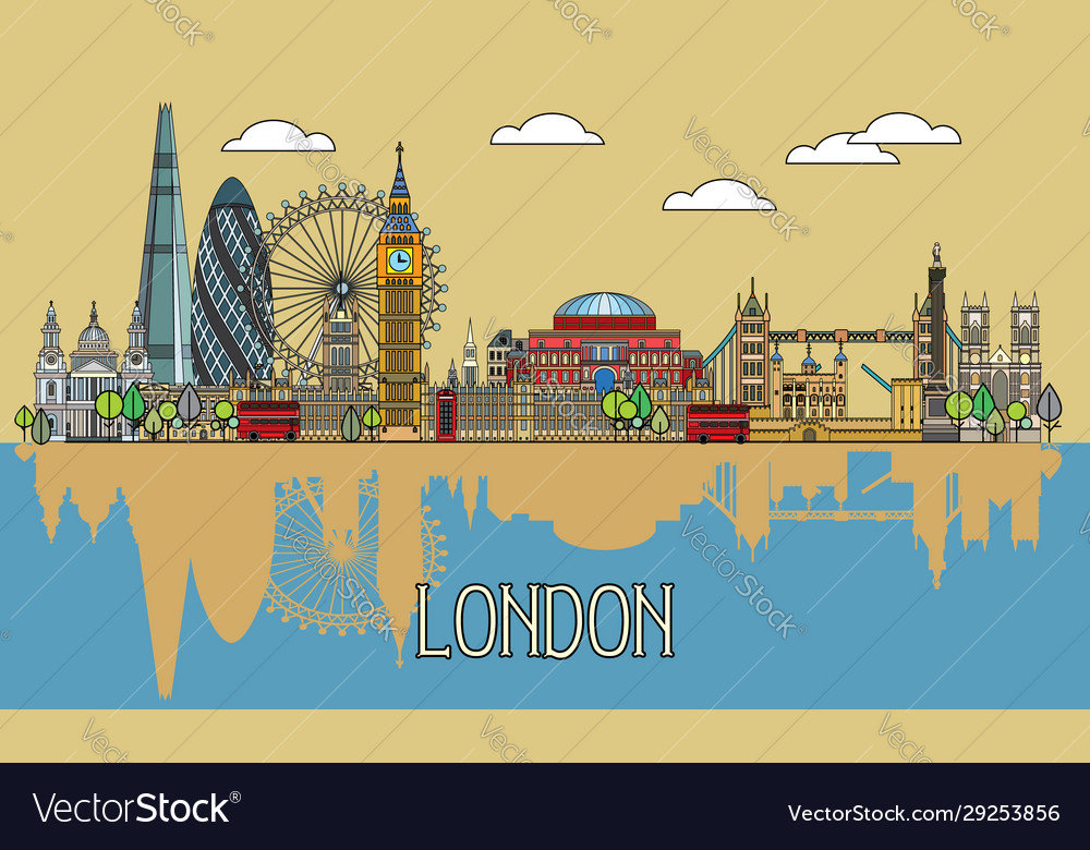 London colorful line art 4 Royalty Free Vector Image