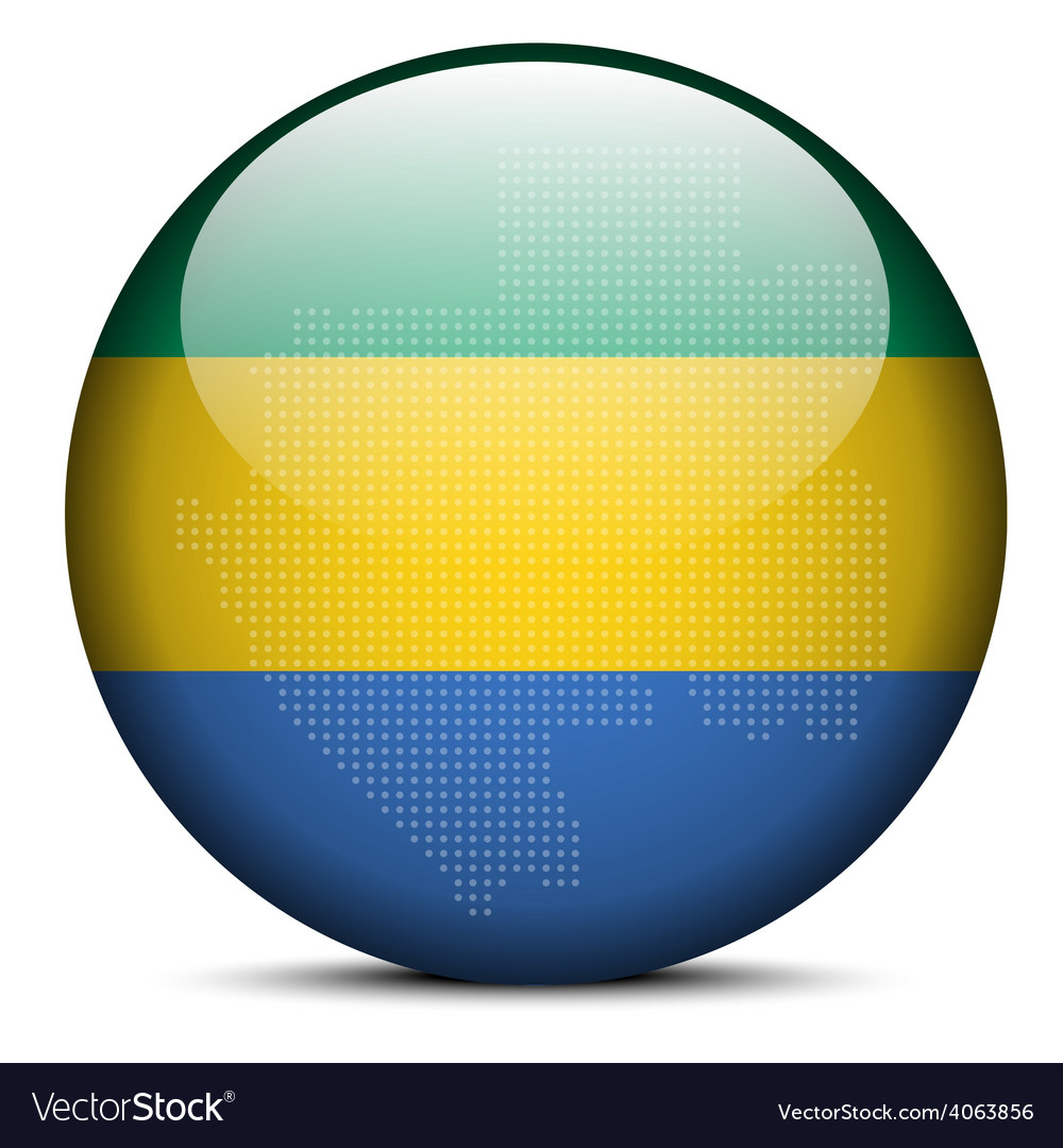 Map with dot pattern on flag button of gabon Vector Image