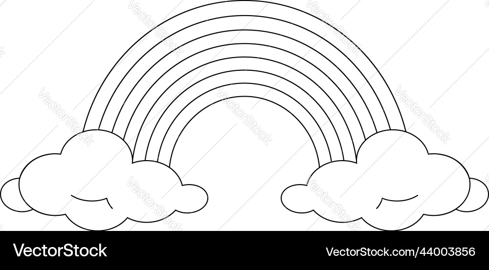 Rainbow between clouds symmetrical Royalty Free Vector Image