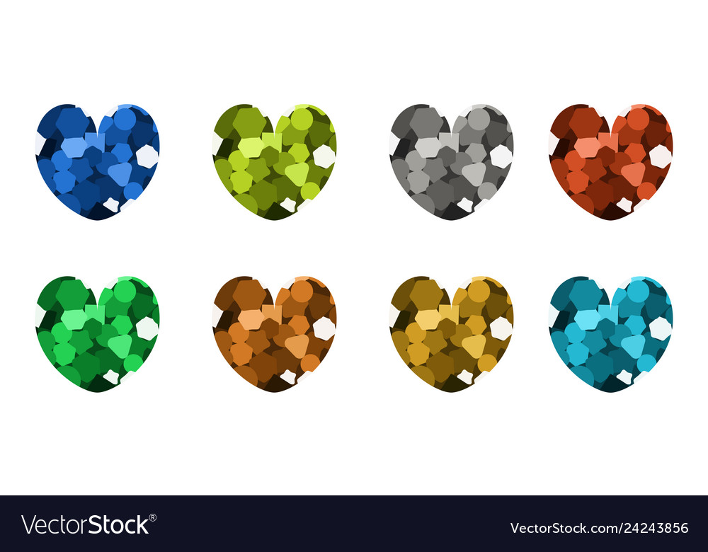 Set of icons in the shape hearts