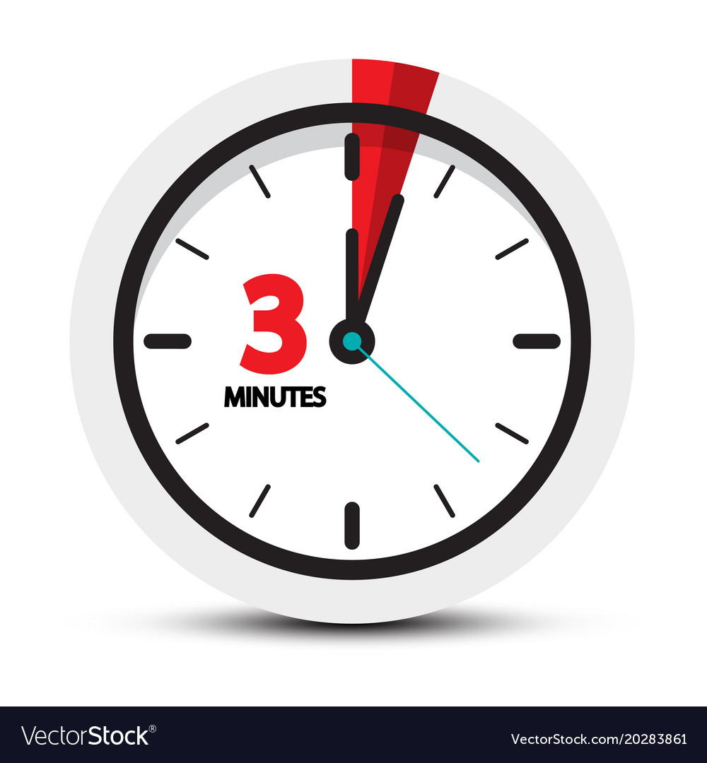 3 minutes icon clock face ith three minute symbol