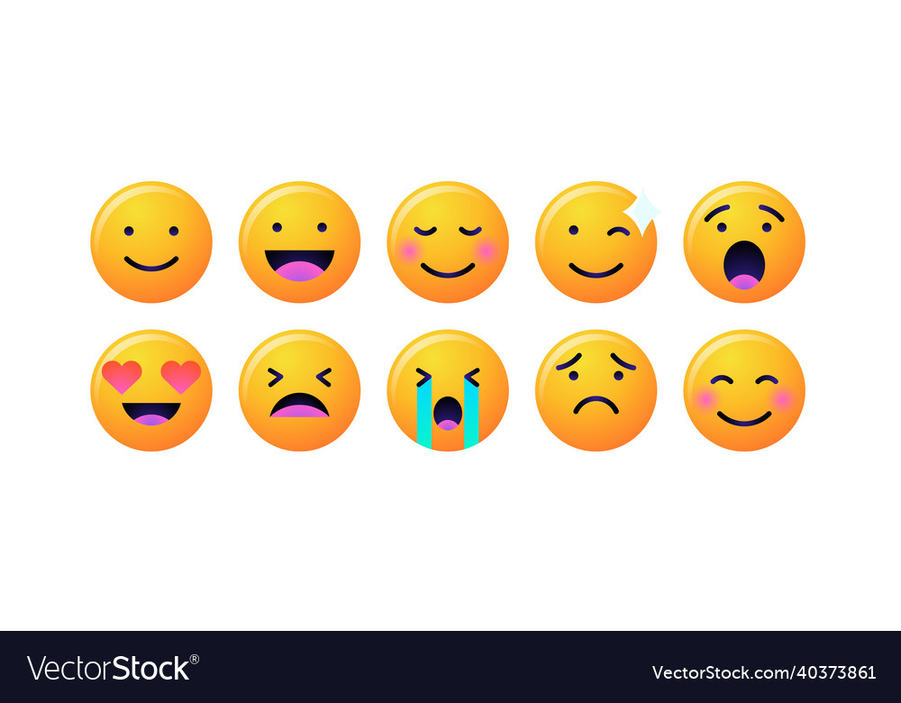 Emoji faces emoticon smile Royalty Free Vector Image