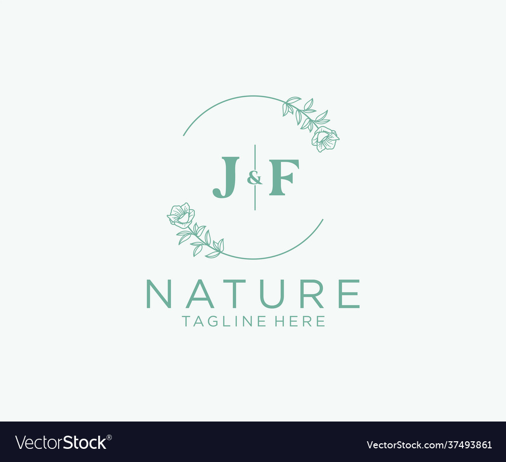 Initial jf letters botanical feminine logo