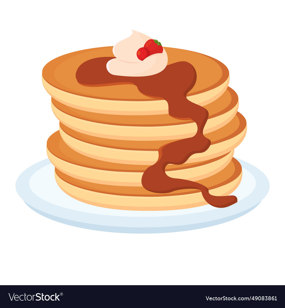 Isolated pancake with syrup and fruit