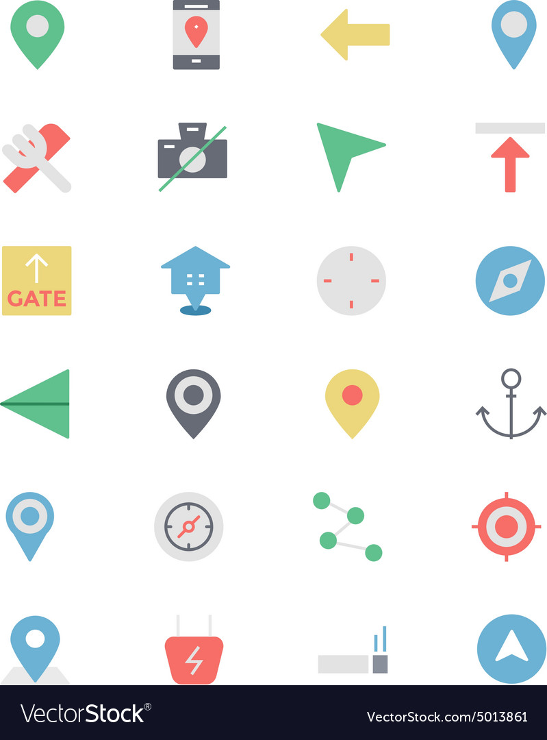 Map and navigation colored icons 1