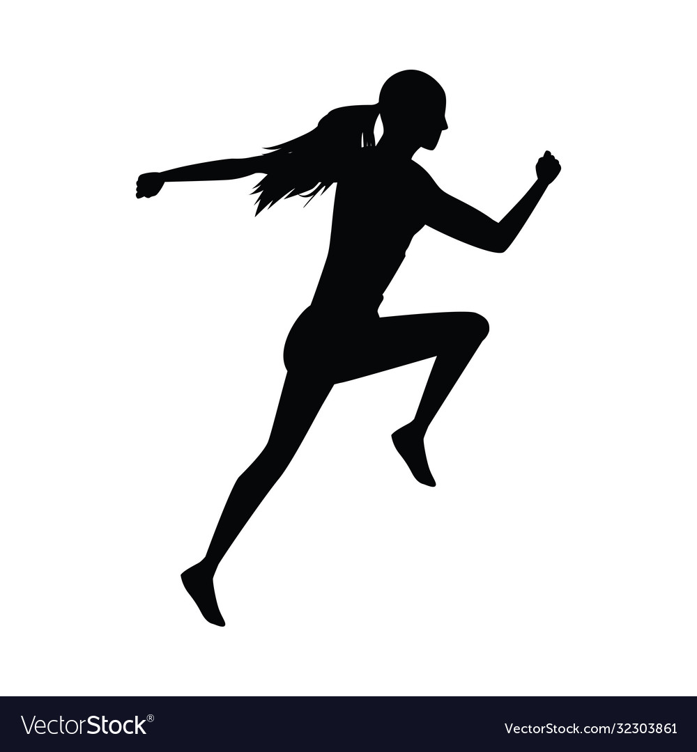 Silhouette athletic woman running Royalty Free Vector Image