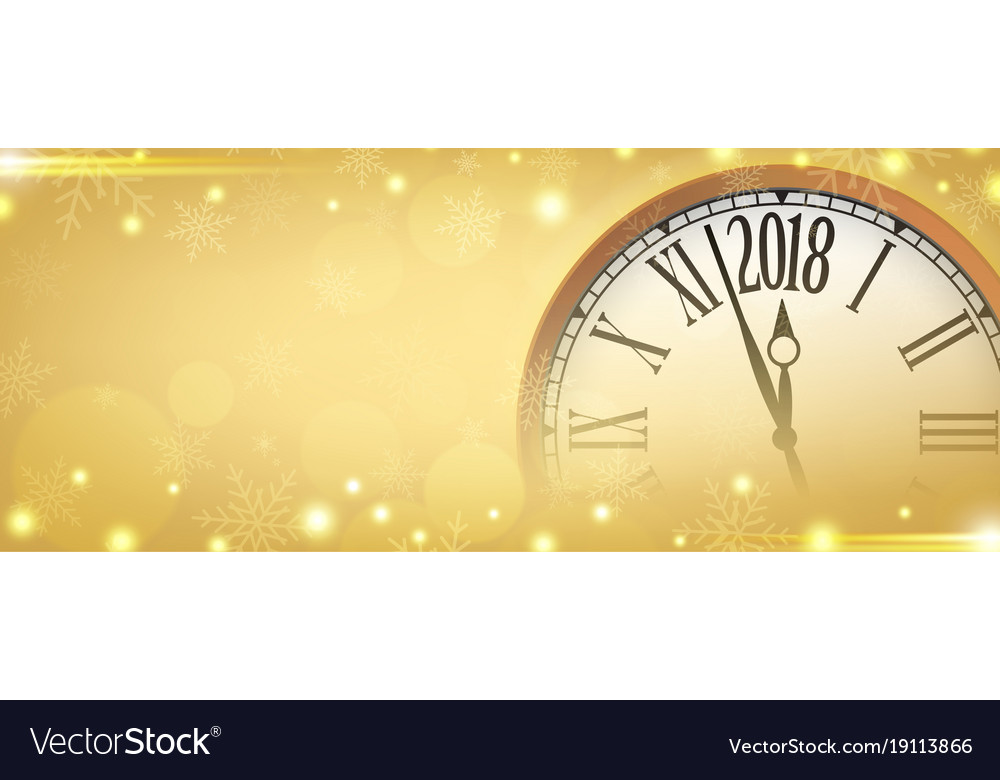 2018 Frohes neues Jahr mit Retro-Uhr auf Gold