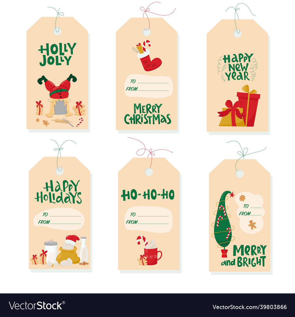 Christmas gift label tags set with handwritten Vector Image