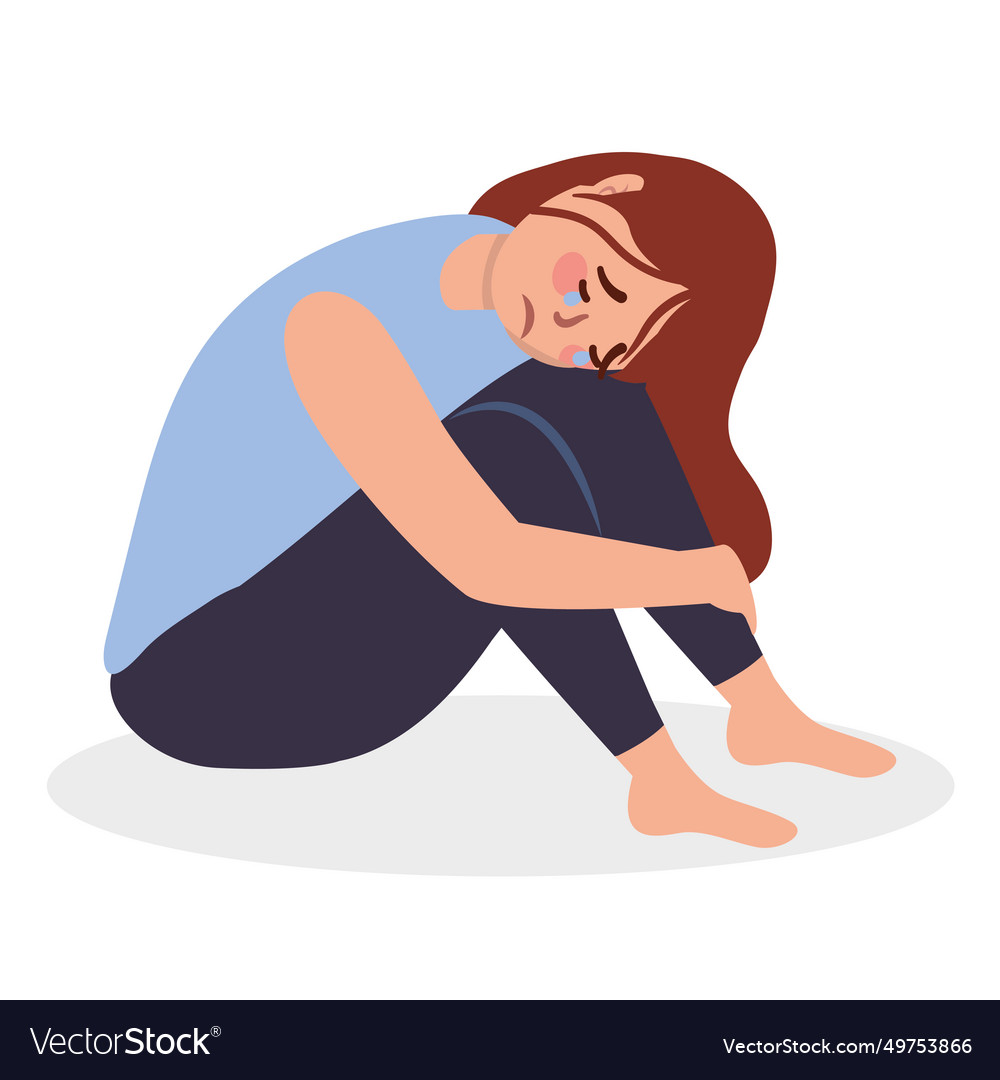 Depression woman sad Royalty Free Vector Image