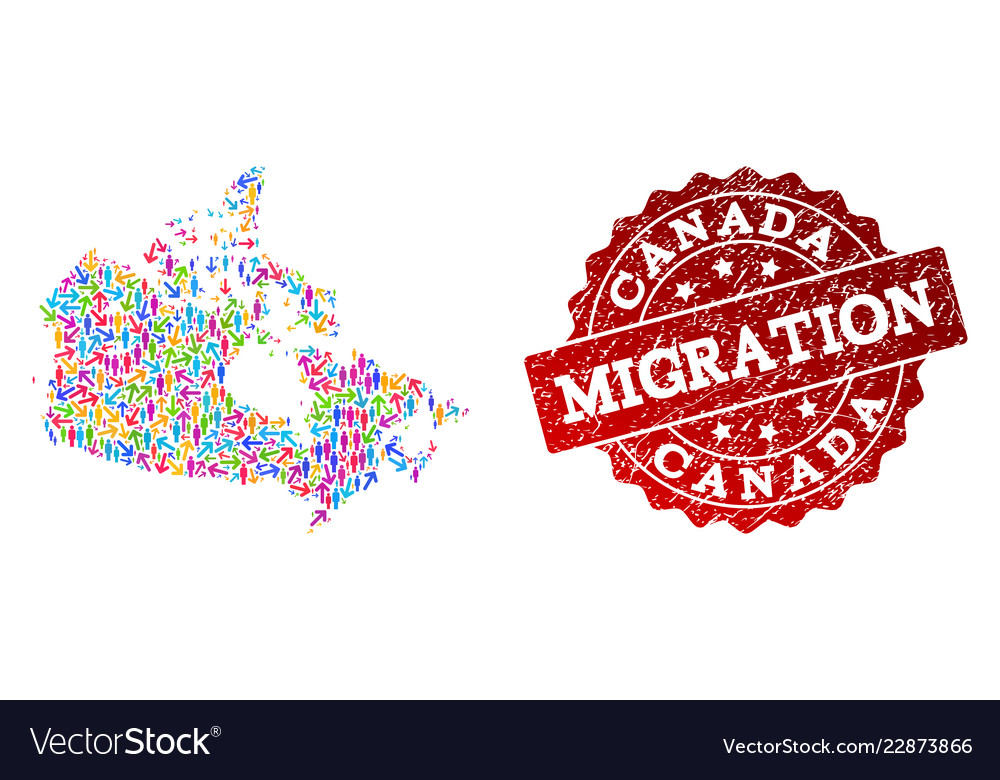 Migration composition of mosaic map canada Vector Image