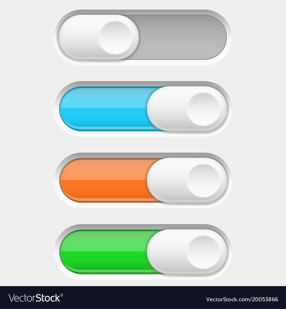 On and off slider buttons off and colored Vector Image