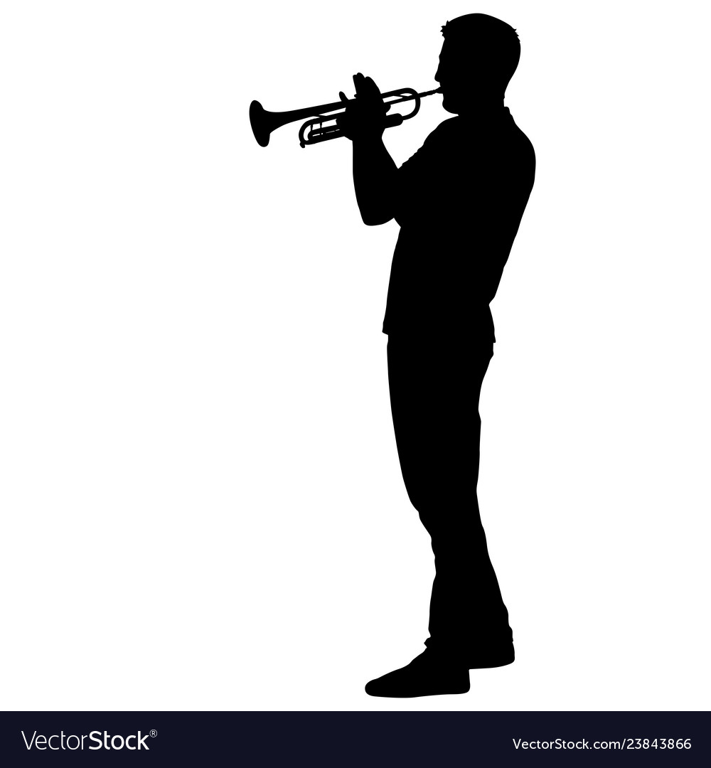 Silhouette musician playing trumpet on a Vector Image