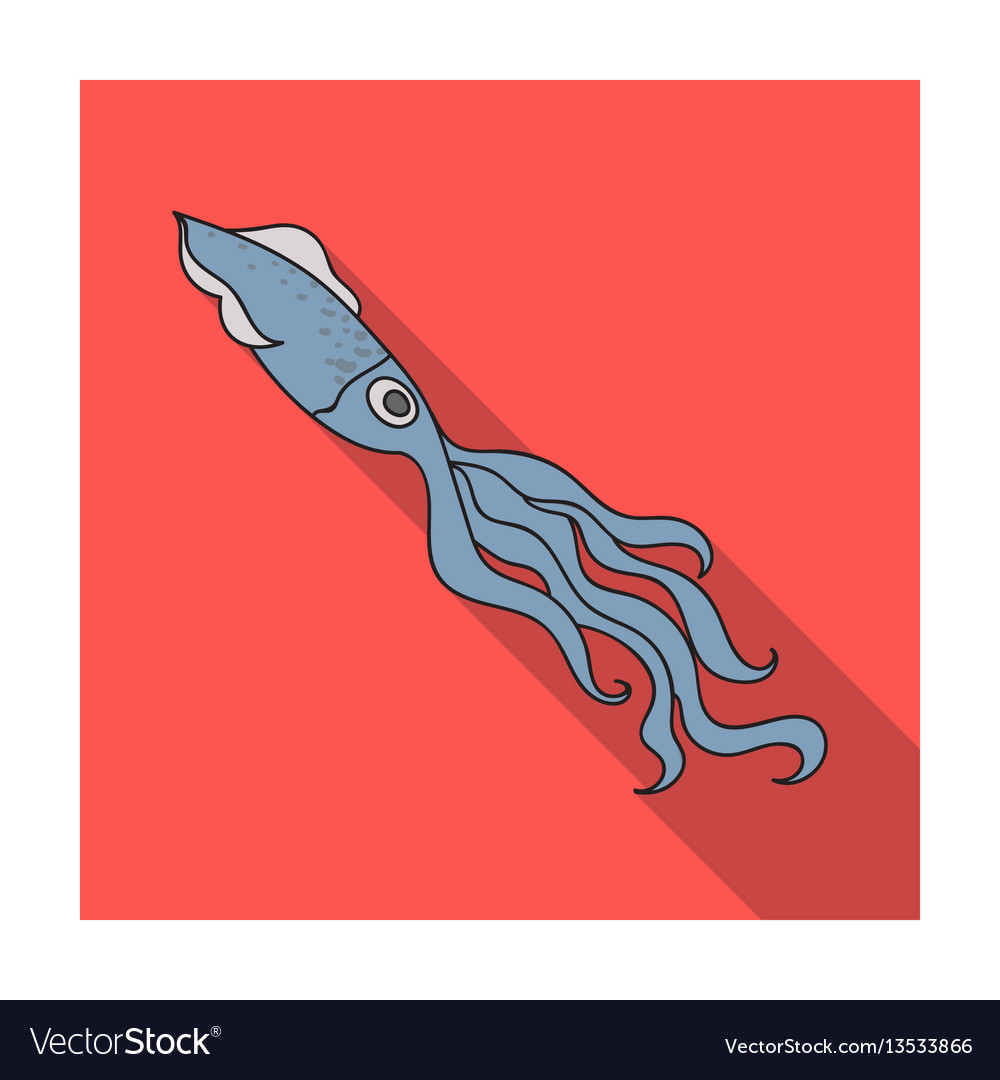 Squid icon in flat style isolated on white