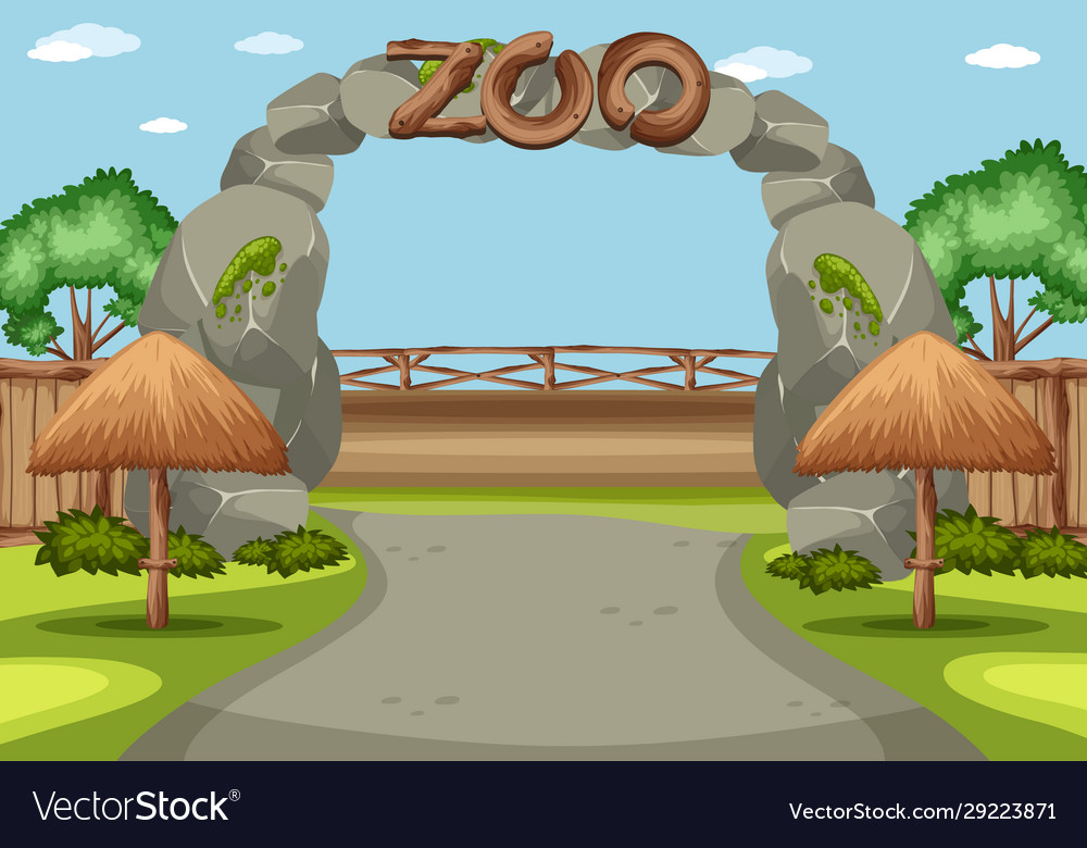 Background scene zoo with big sign in front Vector Image