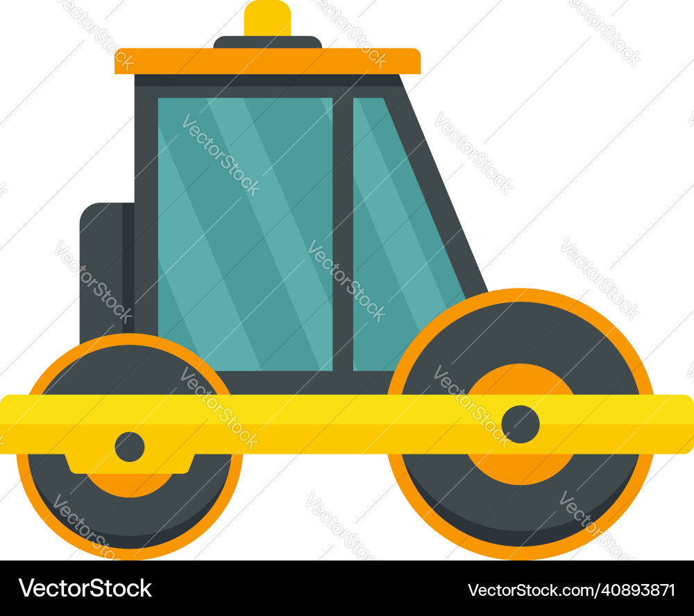 Builder road roller icon flat isolated Royalty Free Vector