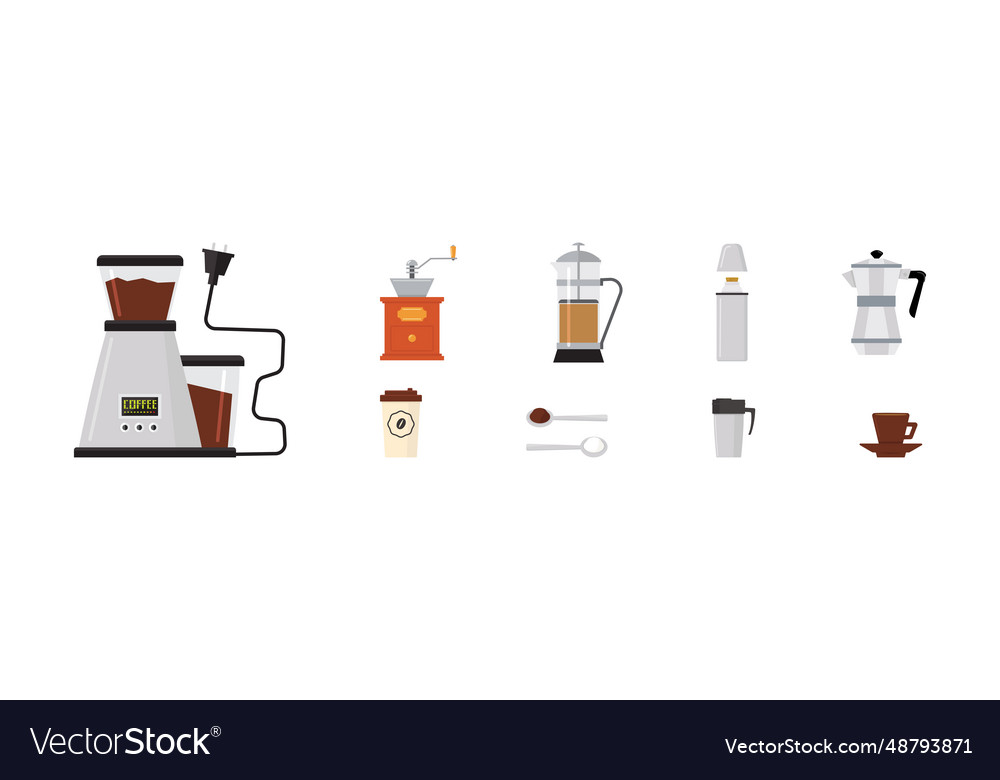 Coffee drink brewing icon and object set Vector Image