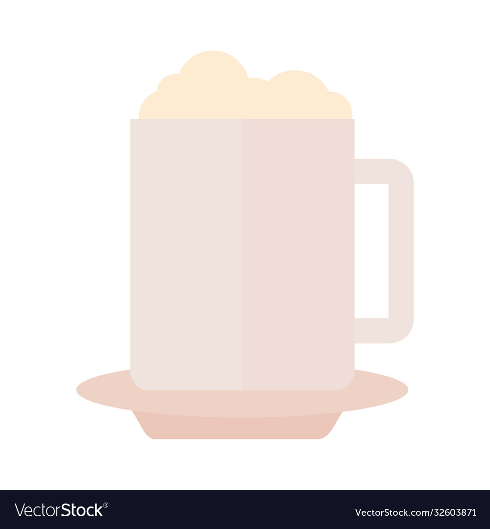 Coffee mug with foam drink flat style icon