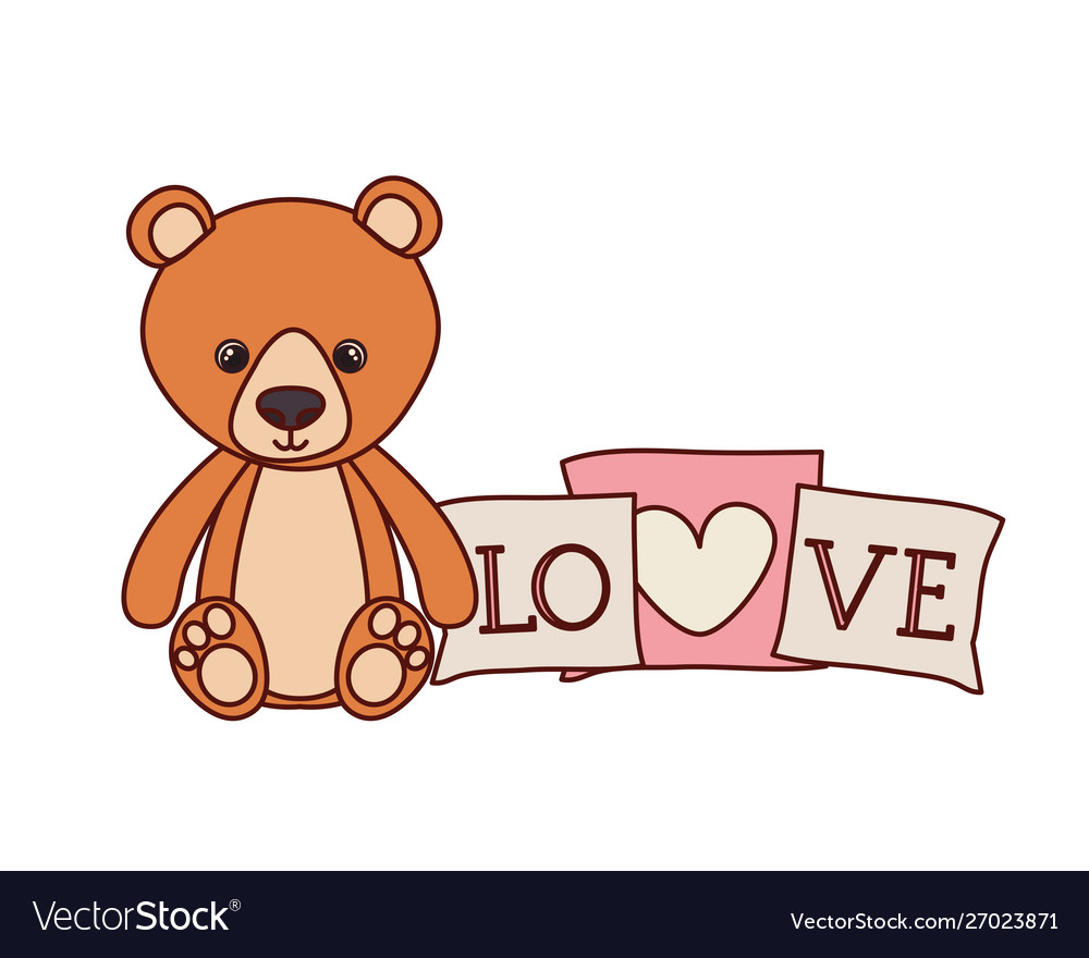 Cute bear teddy stuffed with love pillows Vector Image