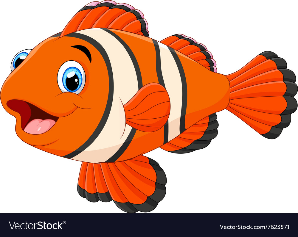 Cute clown fish cartoon Royalty Free Vector Image