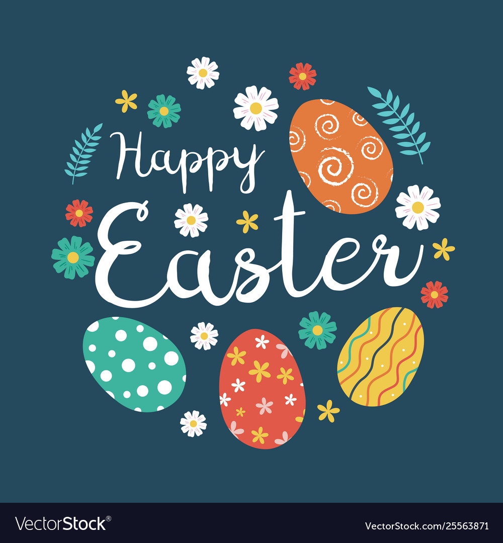 Happy easter greeting card with colorful eggs Vector Image