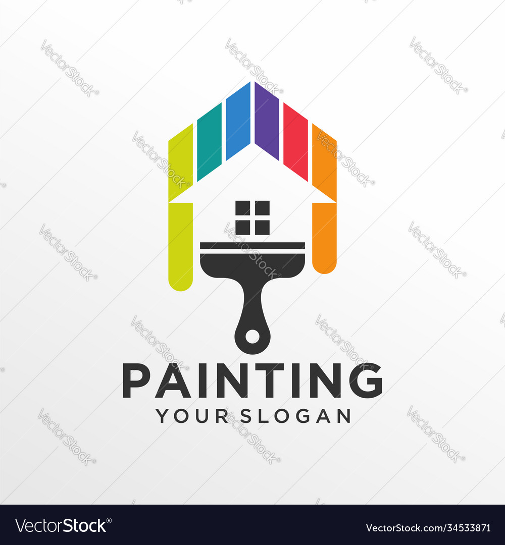 House painting logo design template Royalty Free Vector