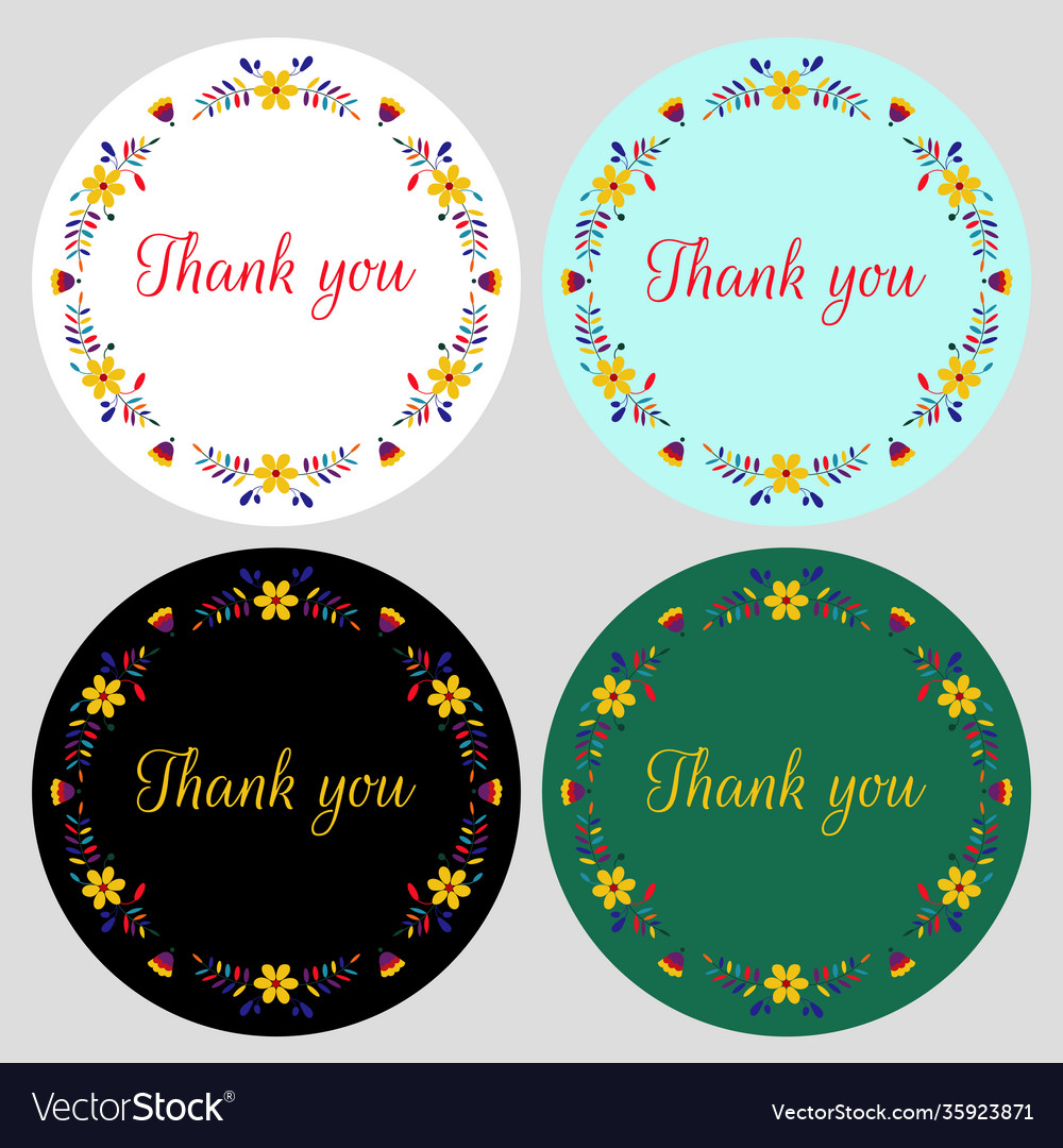 Set 4 stickers thank you vector image Set 4 stickers thank you