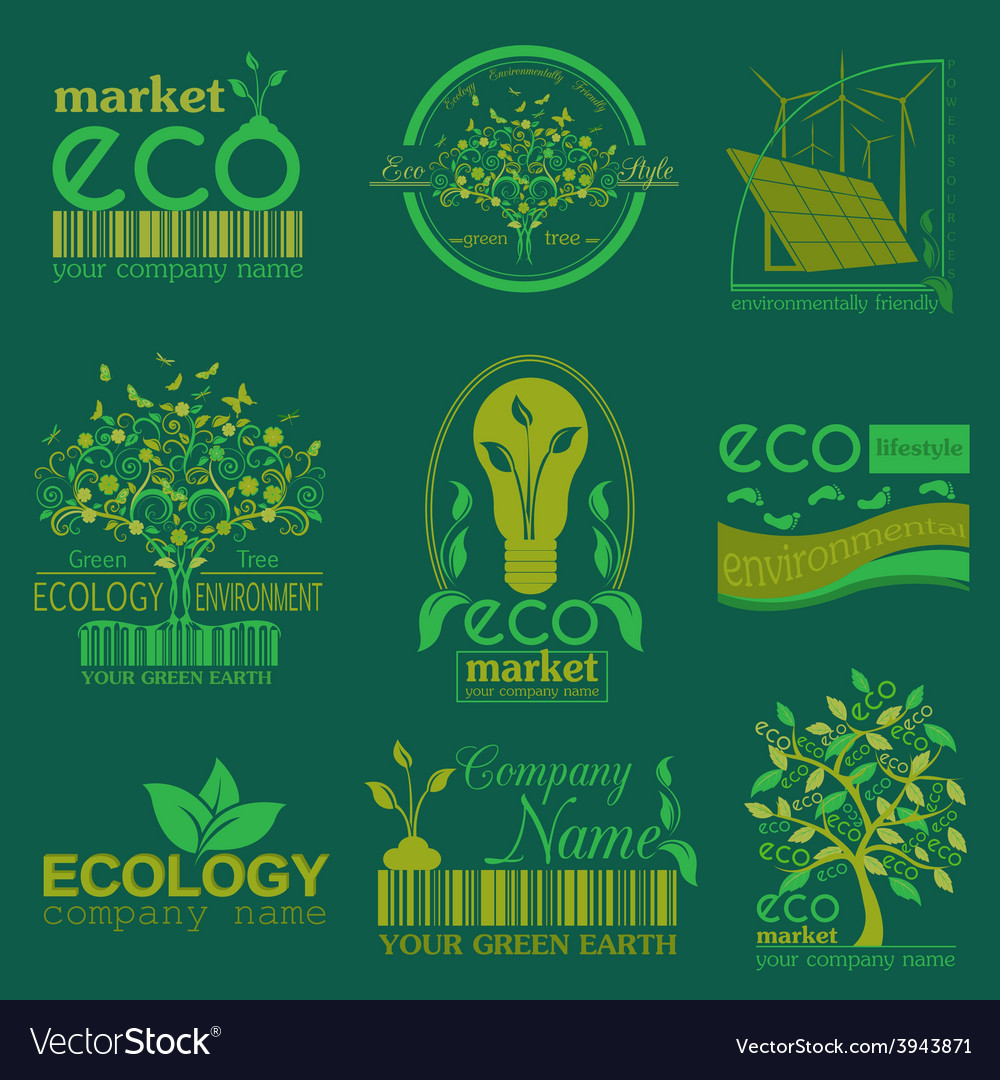 set of ecology environment and recycling logos vector image recycling logos