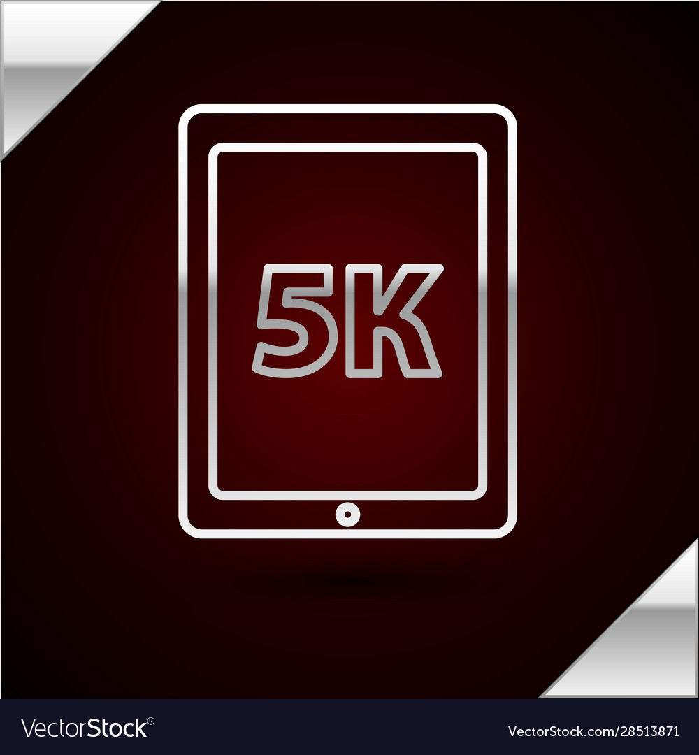 Silver line tablet with text 5k icon isolated