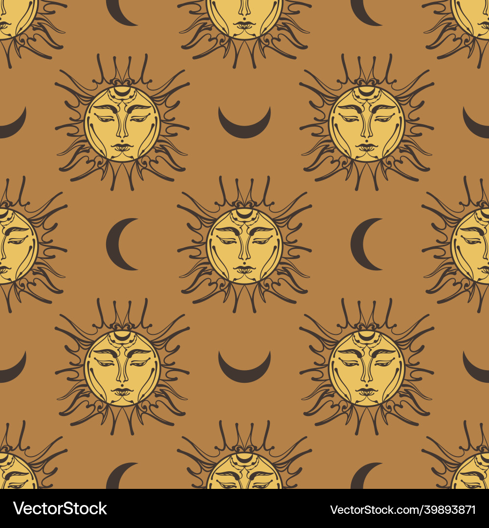 Sun and moon magic astrology seamless pattern Vector Image
