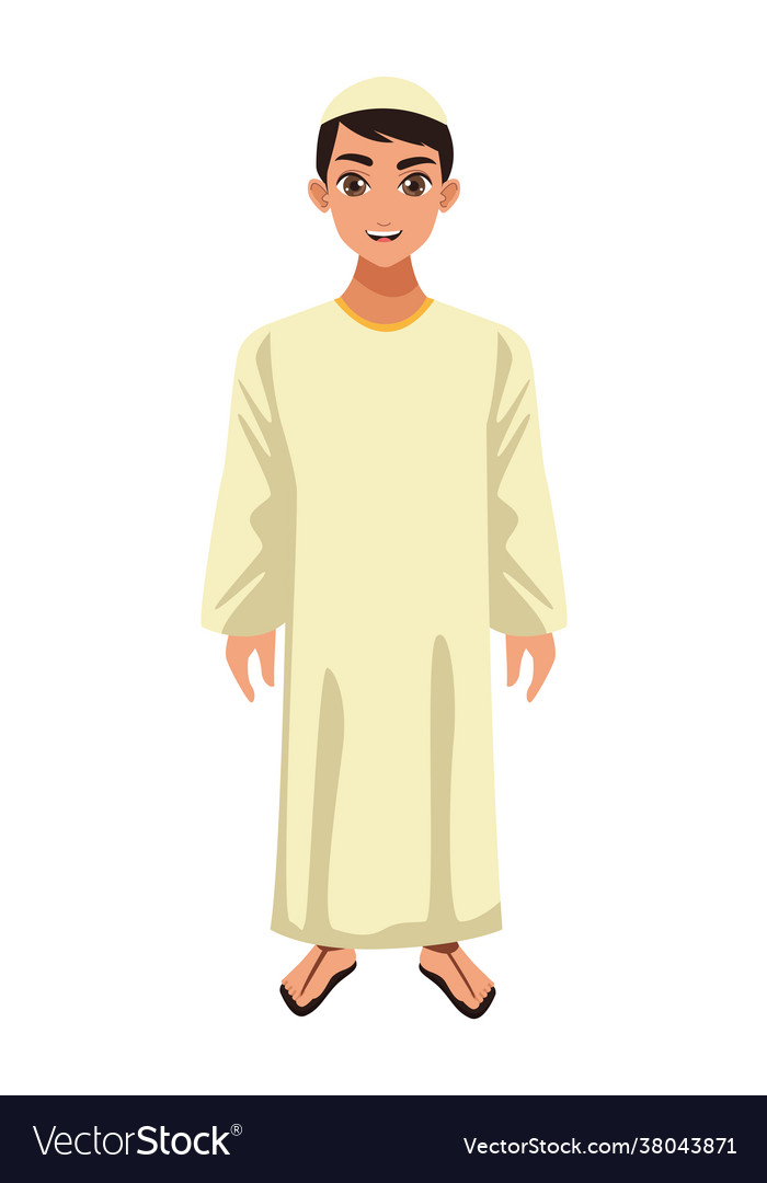 White muslim boy Royalty Free Vector Image - VectorStock