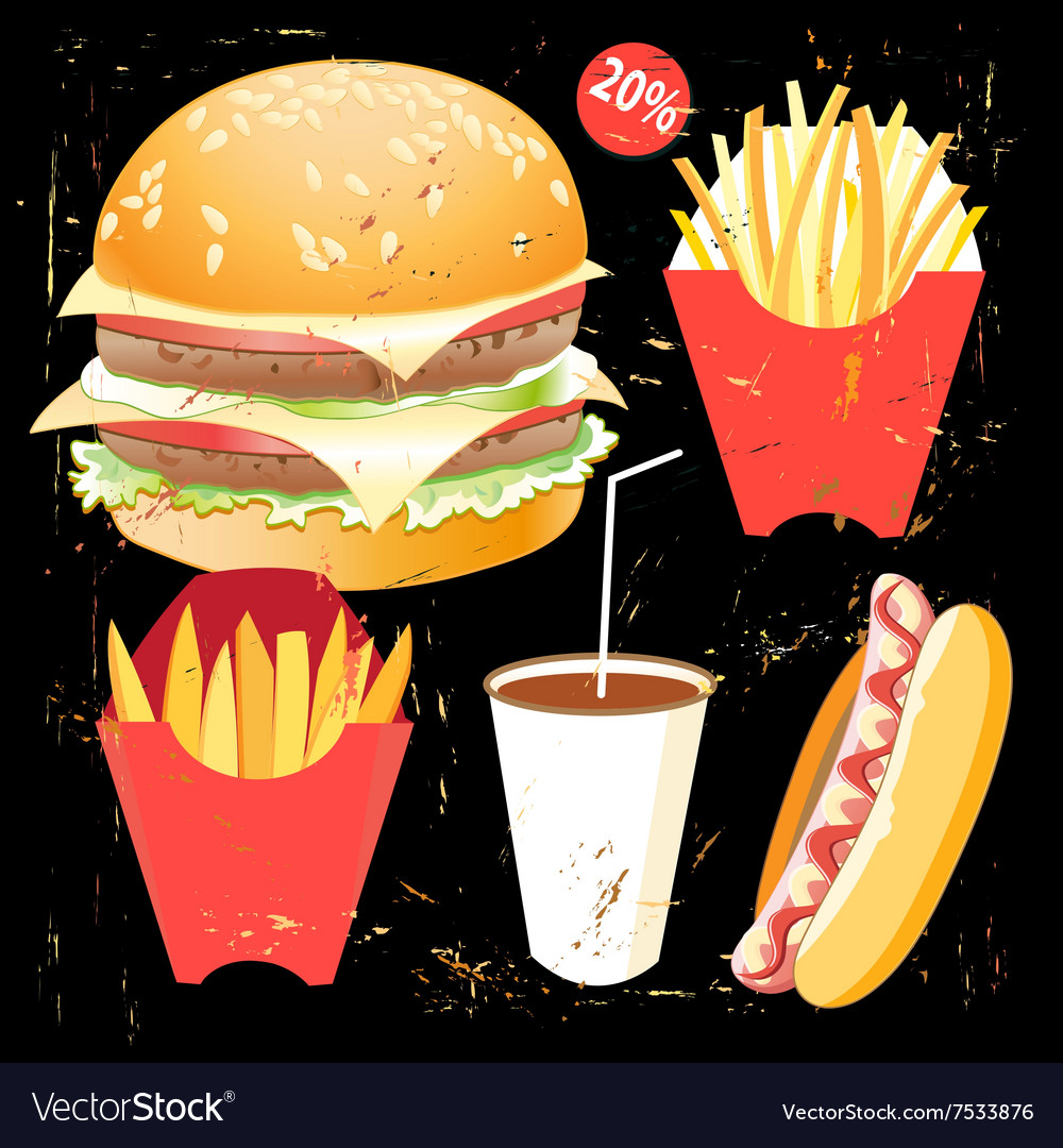 Bright cover for fast food menu hamburger