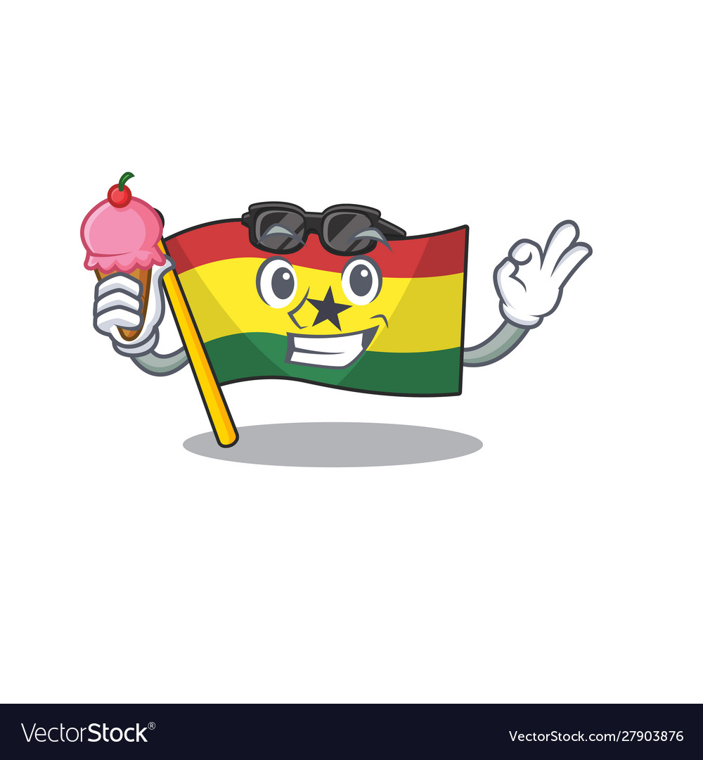 Character flag ghana in with cartoon ice